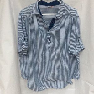 Like New!Square One Vintage 1/4 button down stripe top short sleeve size 44